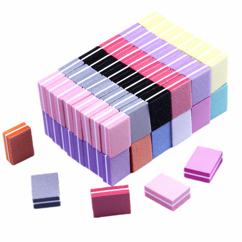 

10pcs Double-sided Mini Nail File Blocks Colorful Sponge Nail Polish Sanding Buffers Strips Polishing Manicure Tools