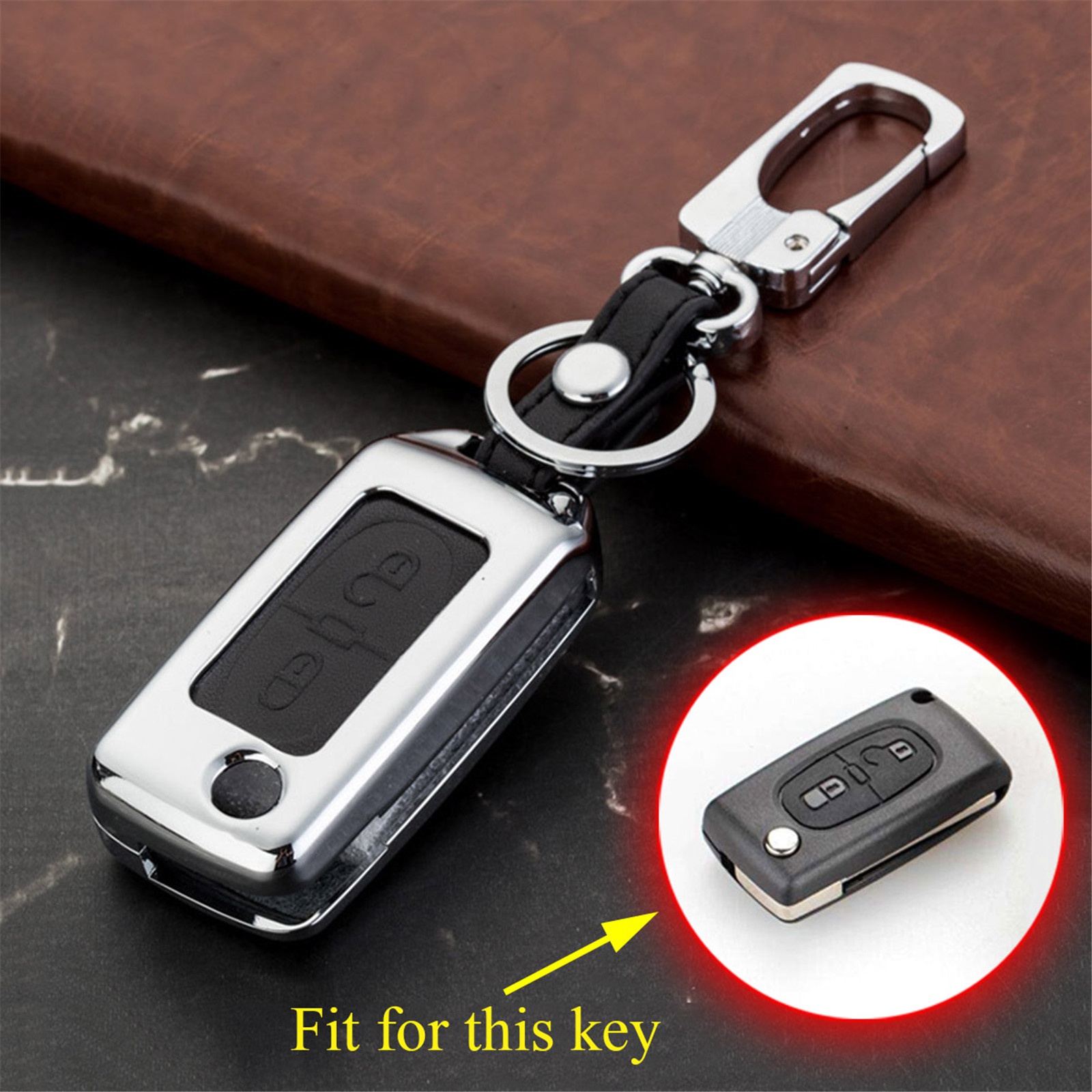 

Metallic Remote Key Case Bag Holder Fob Shell Chain Protector Cover Fit For Peugeot 207 308 407 307 2007-2013 Accessories 2 Buttons, Multiple