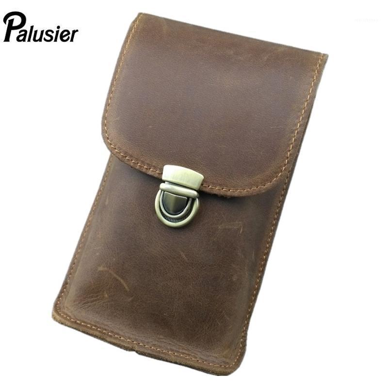 

New Men Waist Bag Fashion Cash Slot Mobile Phone Pouch Genuine Leather Pack Retro Wallet Belt Loop Hook1, Brown