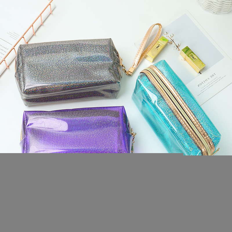 

Clear Waterproof Makeup Bags Fashion Women Laser Transparent Sequins Cosmetic Bag Travel Storage Bags High Capacity