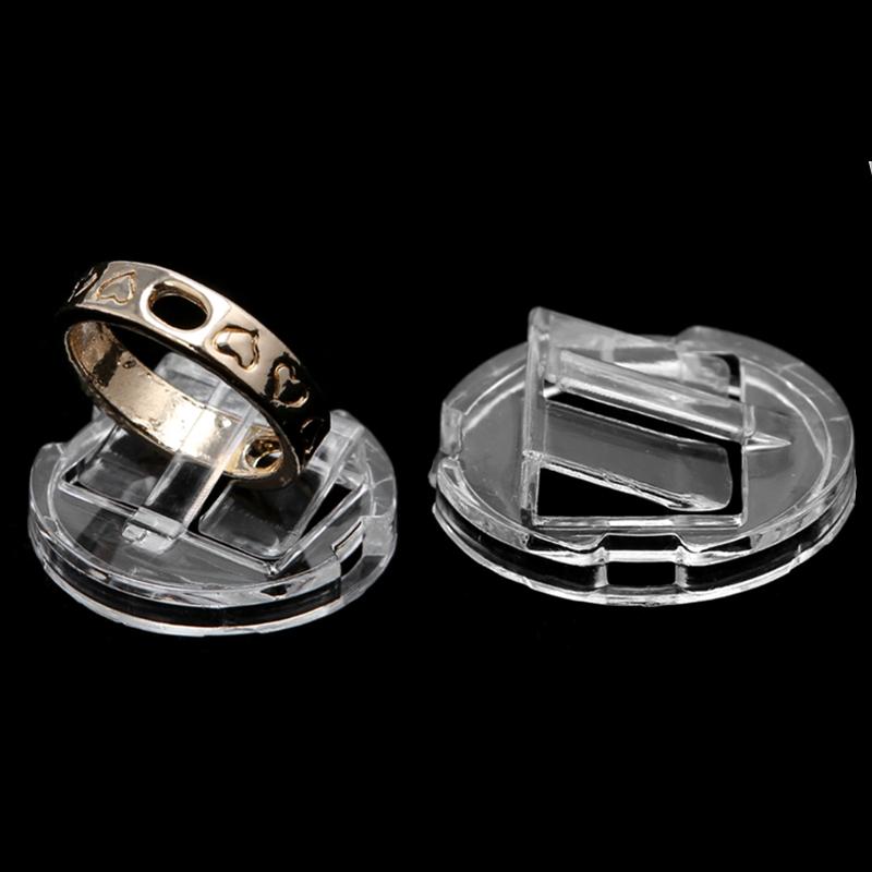

Jewelry Pouches, Bags Transparent Finger Ring Display Stand Holder Tray Plastic Showcase