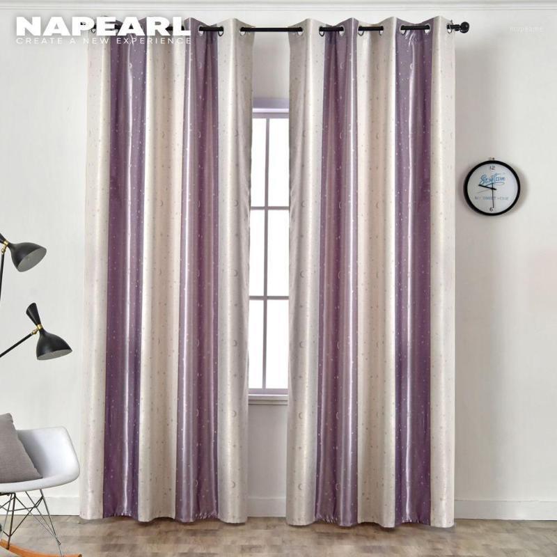 

NAPEARL 1 Piece Stripe Colorful Design Moon Star Cartoon Curtains for Living Room Modern Draperies Children Home Decor Elegant1, Purple