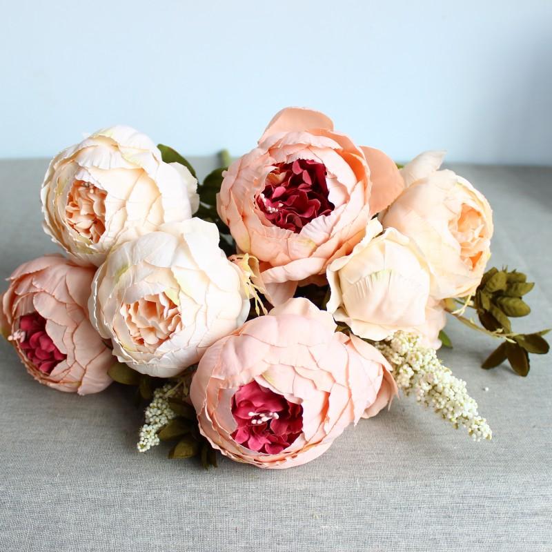 

13 Branches Peony Bush Silk Flower European 1 Bouquet Artificial Flowers Fall Vivid Peony for Wedding Home Party Decoration, Purple