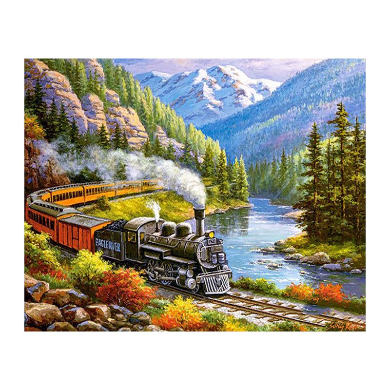 

Full Square Needlework Diamond Embroidery Train Scenery DIY 5D Diamond Painting Cross Stitch Mosaic Kits WZ