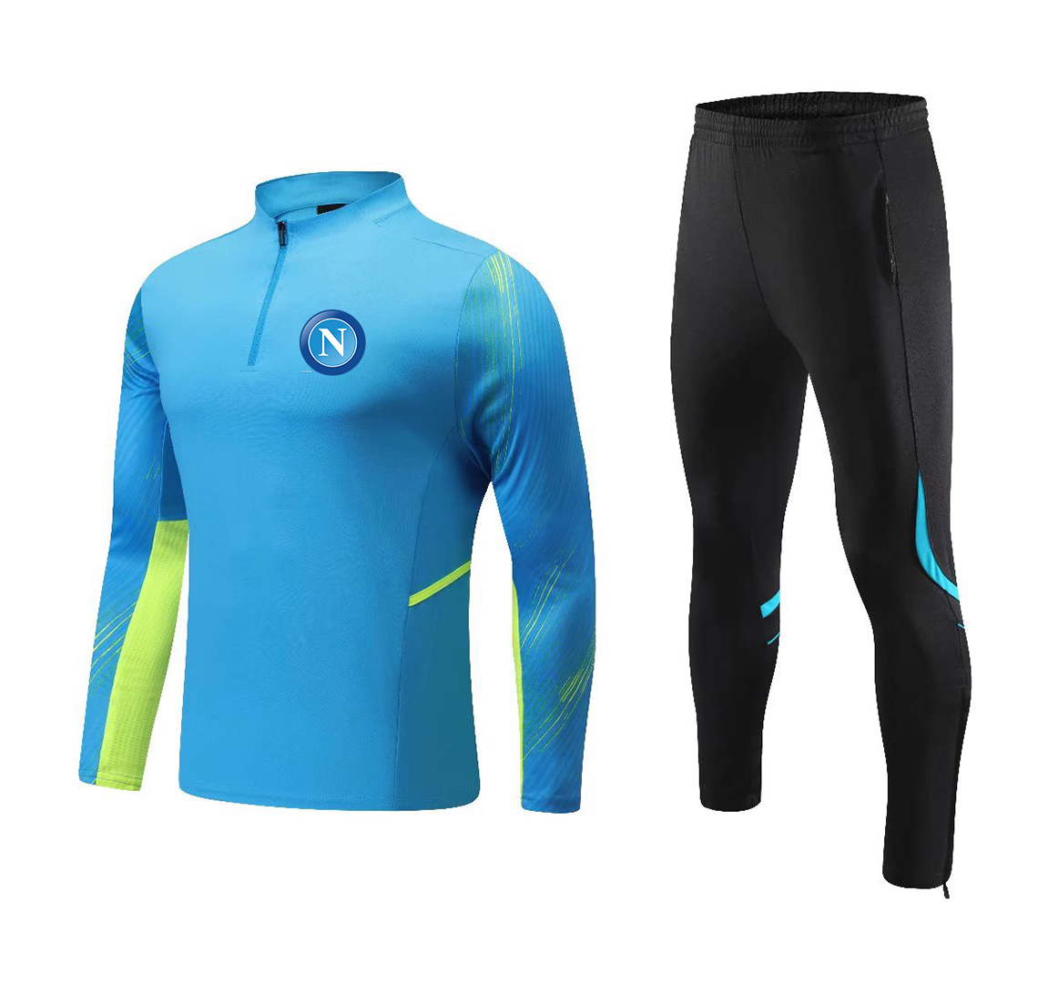 

2022 S.S.C. Napoli New Tracksuits men kids kit adult children's football training suit half zipper sportswear set Soccer Jerseys, No 1