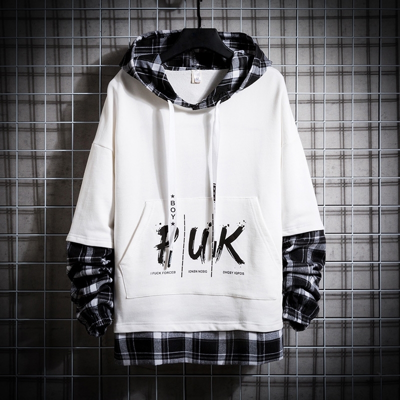 

Fashion Sweatshirts Men Women Casual Black White Plaid Hoodies Streetwear Autumn Winter Coat Pullovers Plaid Sweatshirt 5.0 201113