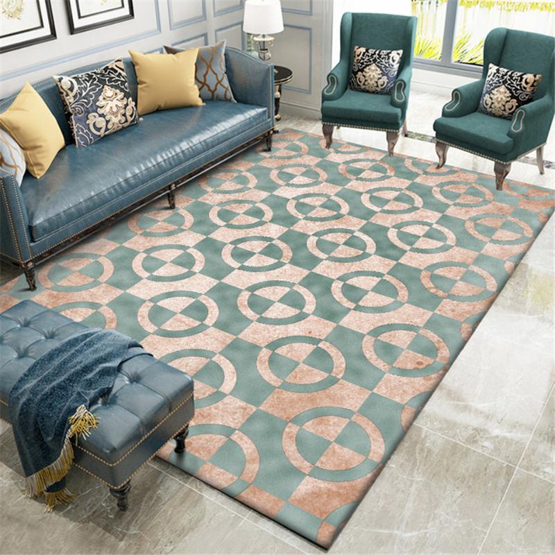 

Luxury Green Carpet Geometric Gold Print Carpet For Living Room Bedroom Besides Rugs Home Decor Nordic Hallway Mat, As picture