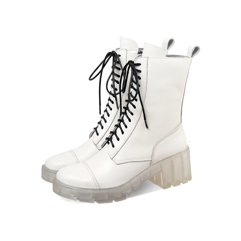 

2021 New Thick High Heels Genuine Leather Women Ankle Punk Motorcycle Party Shoes Woman Buckle Short Boots Fmw1, Black