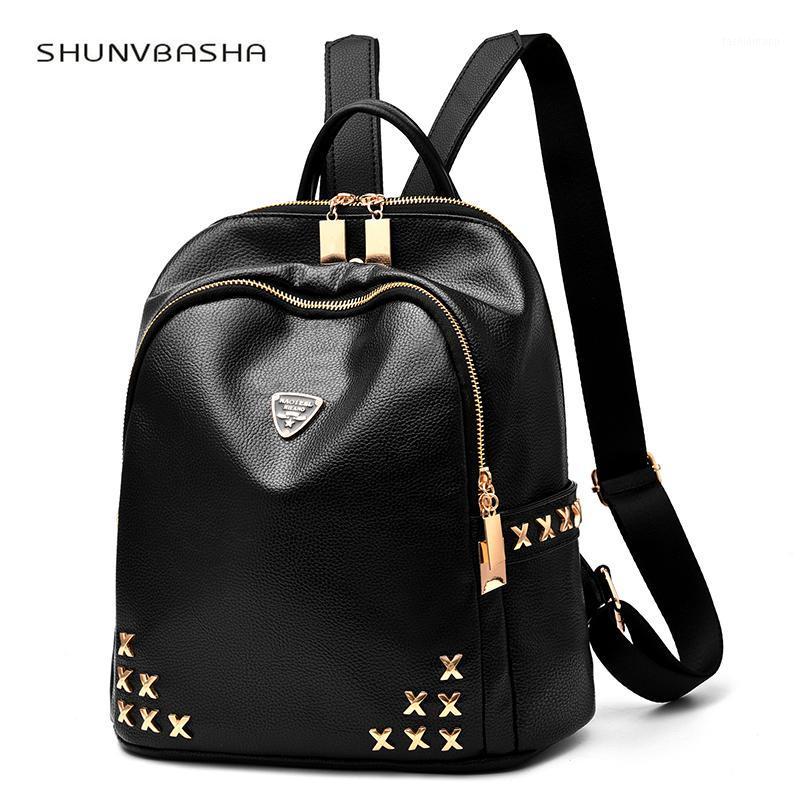 

SHUNVBASHA New Fashion Backpack High Quality PU Backpacks School students Bag Multipurpose Backpack Unisex1, Black