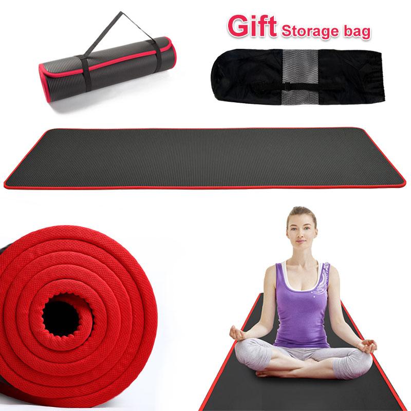 

New 10mm Thickened Non-slip 183cmX61cm NRB Yoga Mat Pilates Exercise Fitness Men Women High Quality Tasteless Pilates Yoga Pads, Red