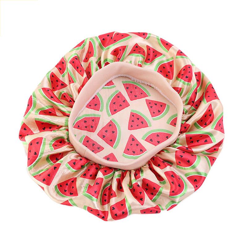 

New Fashion 1pc Print Hair Bonnet Satin Silky Big Bonnet for Kids Print Hair Accessories Children Sleep Cap Headwrap Hat