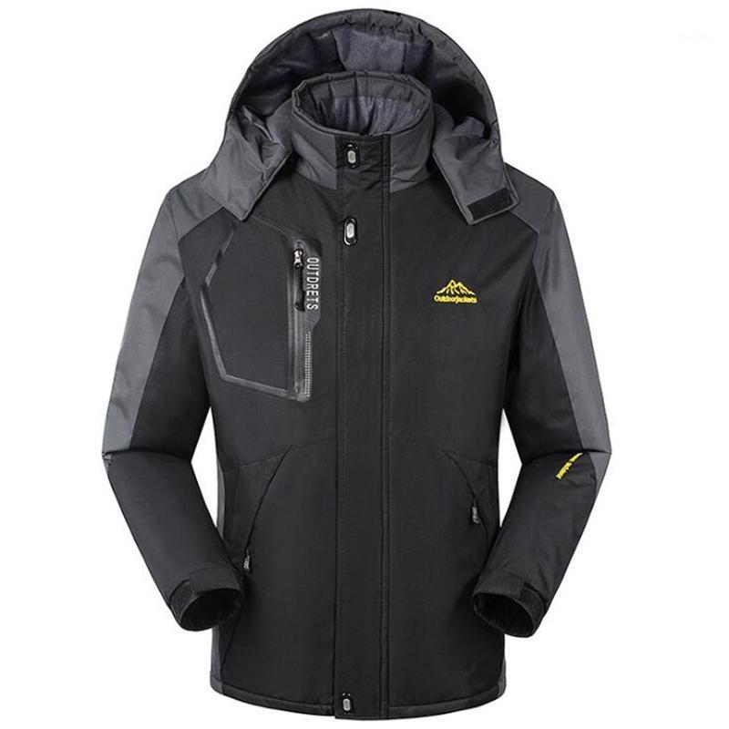 

Winter Fleece Thermal Hiking Jacket Outdoor Climbing Windbreaker Thicken Waterproof Sport Assault Coat Men Clothing 8XL1, Black