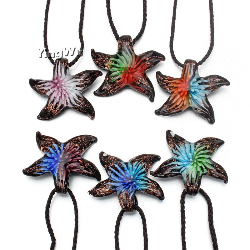 

Yingwu Necklace Selling Starfish Crystal Murano Lampwork Glass Necklace Wedding Party Gift Wholesale 6pcs