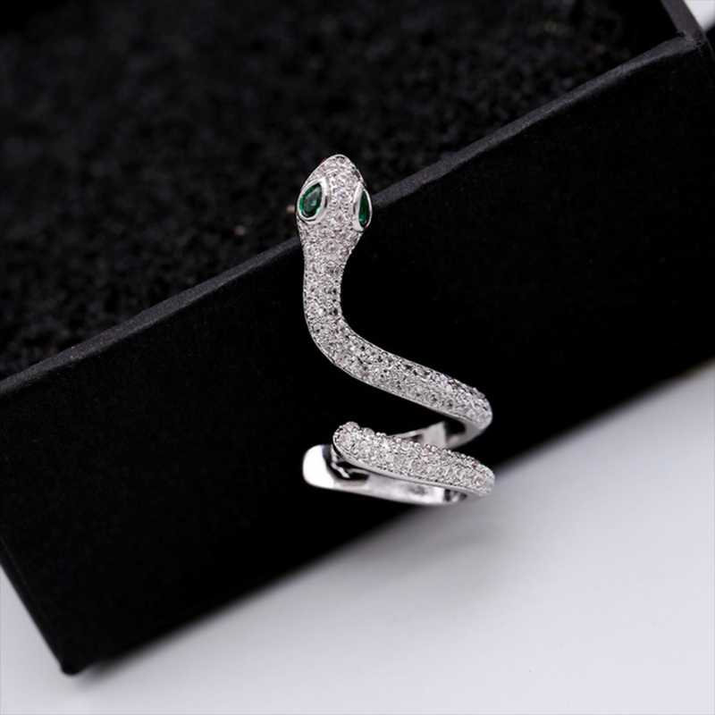 

New cool girls classic animals zircon ear bone simple trend green rhinestone S shape gold color earring