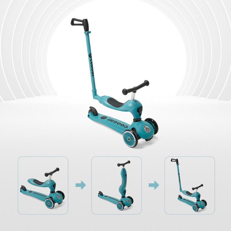 

COOGHI 3in1 Deluxe Plus 3-Stage Ride-on Kick Scooter with Pushbar for Parents, Toddler Toy for Ages 12 Months to 5 Years