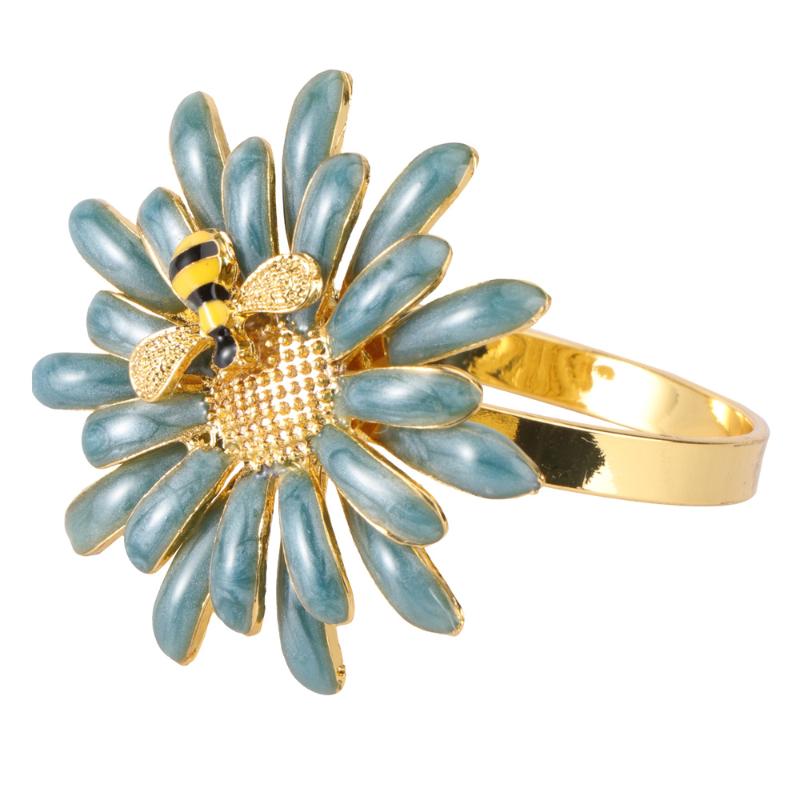 

Daisy Flower Shaped Alloy Napkin Rings Bee Decorative Fashion Serviette Buckles Chinese Style Napkin Decoration for Banquet Par