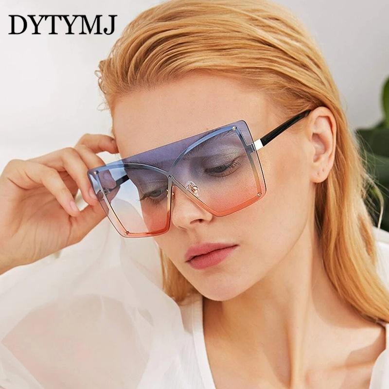 

DYTYMJ Oversized Sunglasses Women Gradient Rimless Sunglasses Women Square Sun Glasses for Vintage Gafas De Sol Mujer