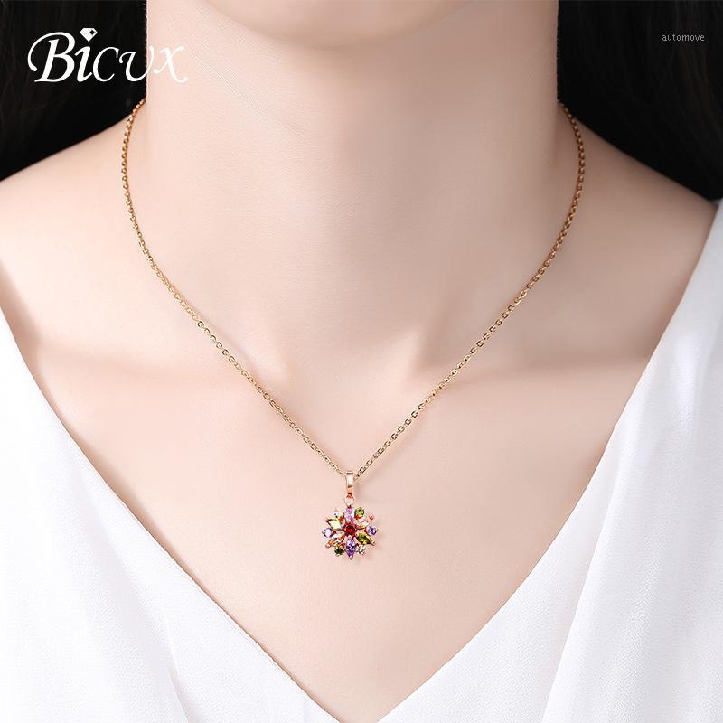 

BEAUX Long Rose Gold Silver Color Link Chain Crystal Necklaces for Women Fashion Statement Snowflake Colorful Zircon Jewelry1