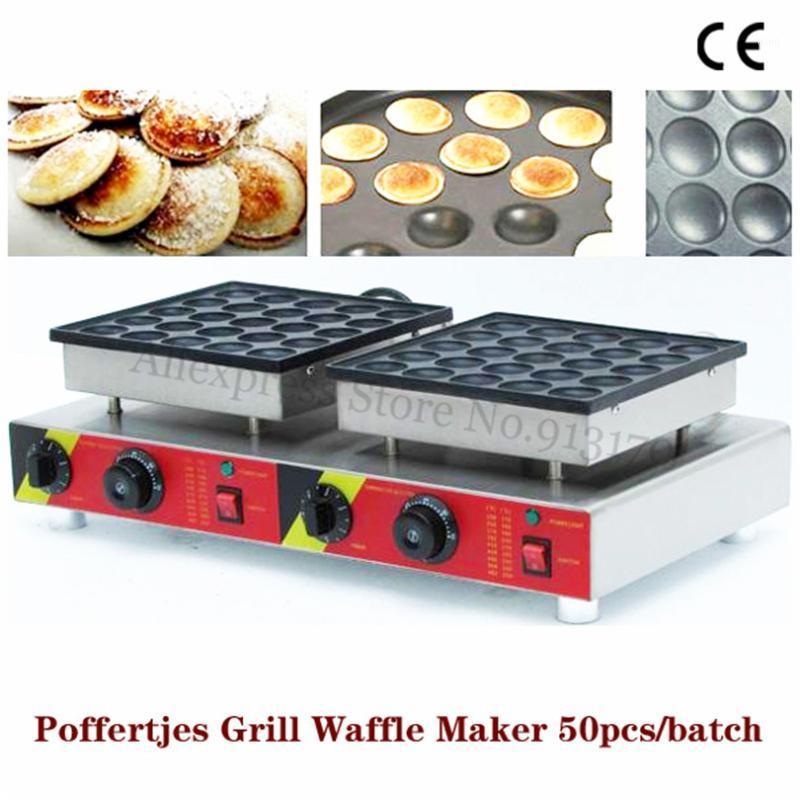 

Non-Stick Poffertjes Grill Mini Blini Machine Double Pans 50 Holes 110V 220V for Dining Room Coffee Shop Restaurant1