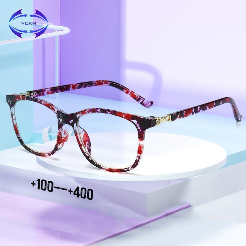 

VCKA TR90 Anti Blue Light Reading Glasses Computer Glasses Women Men Ultralight Square Presbyopia Color frame Eyewear +1.0~4.01