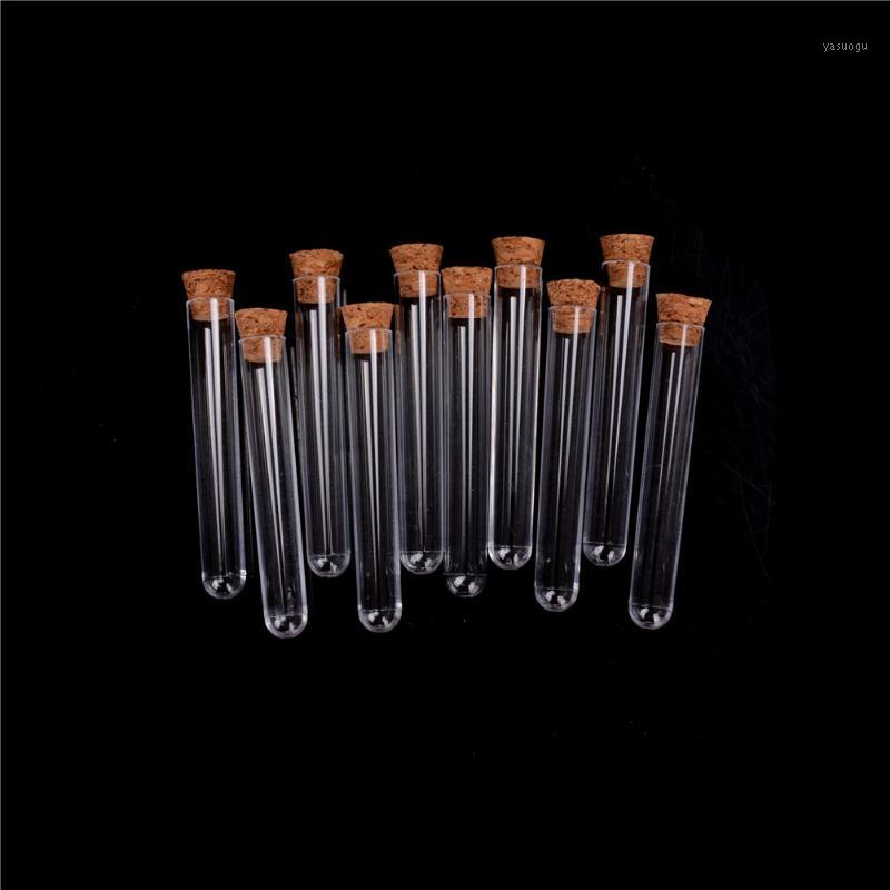 

10PCS 4 Sizes Plastic Test Tube With Cork Clear, Pack10, Lab Experiment Favor Gift Tube , Refillable Bottle1