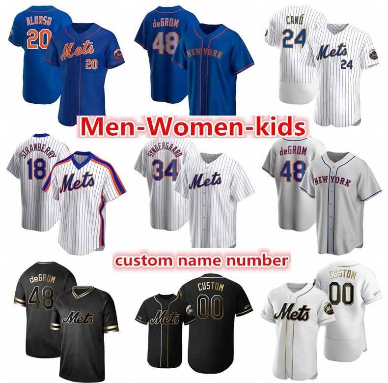 

2020 Mets Mens Women kids 20 Pete Alonso Jersey Golden Edition 18 Darryl Strawberry 48 Jacob deGrom All Stitched Baseball Jerseys, As shown in illustration