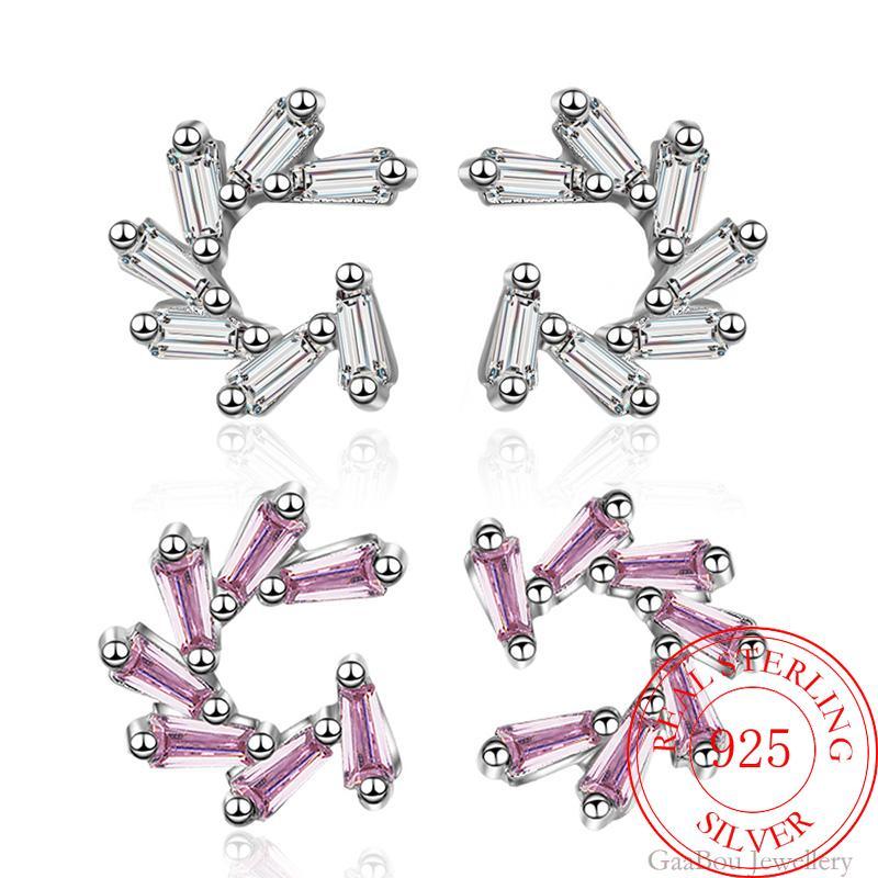 

Stud High Quality 925 Sterling Silver Zircon Charm Earrings Whirl Tuds Earring Women Girl Ladies Jewelry Wedding Gift