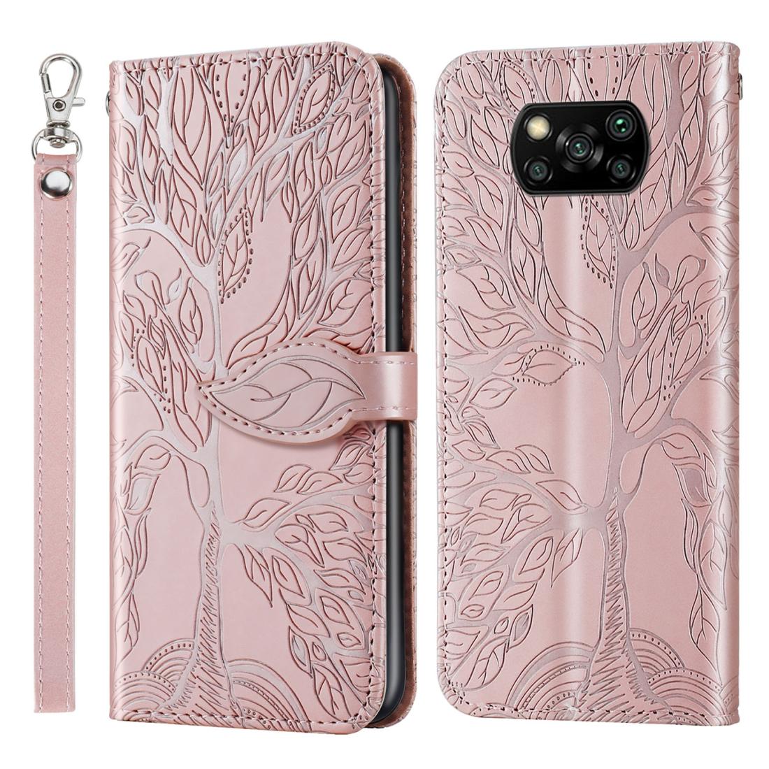 

For Xiaomi Poco X3 Life of Tree Embossing Pattern Horizontal Flip Leather Case with Holder Card Slot Wallet Photo Frame Lanyard