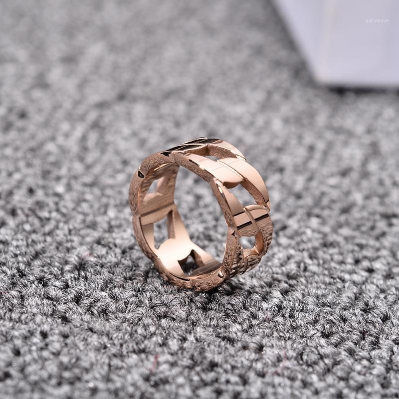 

YUN RUO Fashion Link Chain Ring Couple Rose Gold Color Woman Birthday Gift Party Titanium Steel Jewelry Never Fade Free Shipping1