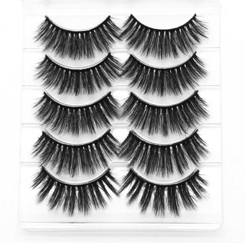 

5 pairs of real mink eyelashes 3D natural false eyelashes 3d long-lasting mink makeup extension tool eyelash comb