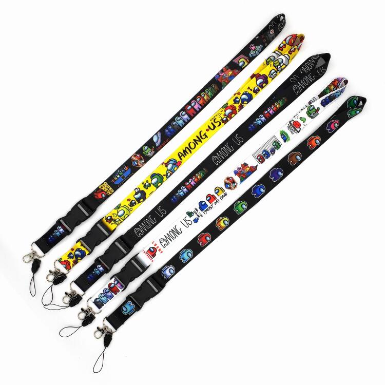 

5 Style Among Us New Game Lanyard ID Card Work Permit Key Chain Adults Children Cartoon Long Type Buckle Heat Transfer Lanyard Card Rope
