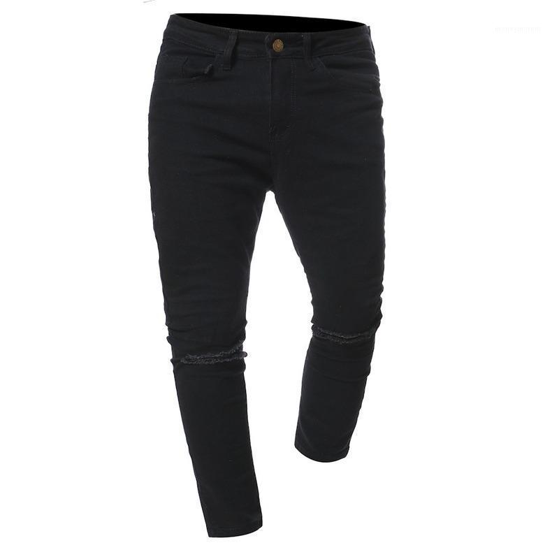 

2020 Men' Jeans New Hole Slim Trousers Denim Elastic Skinny Cotton Male Streetwear Hiphop Personality Male Pencil Pants1, Black