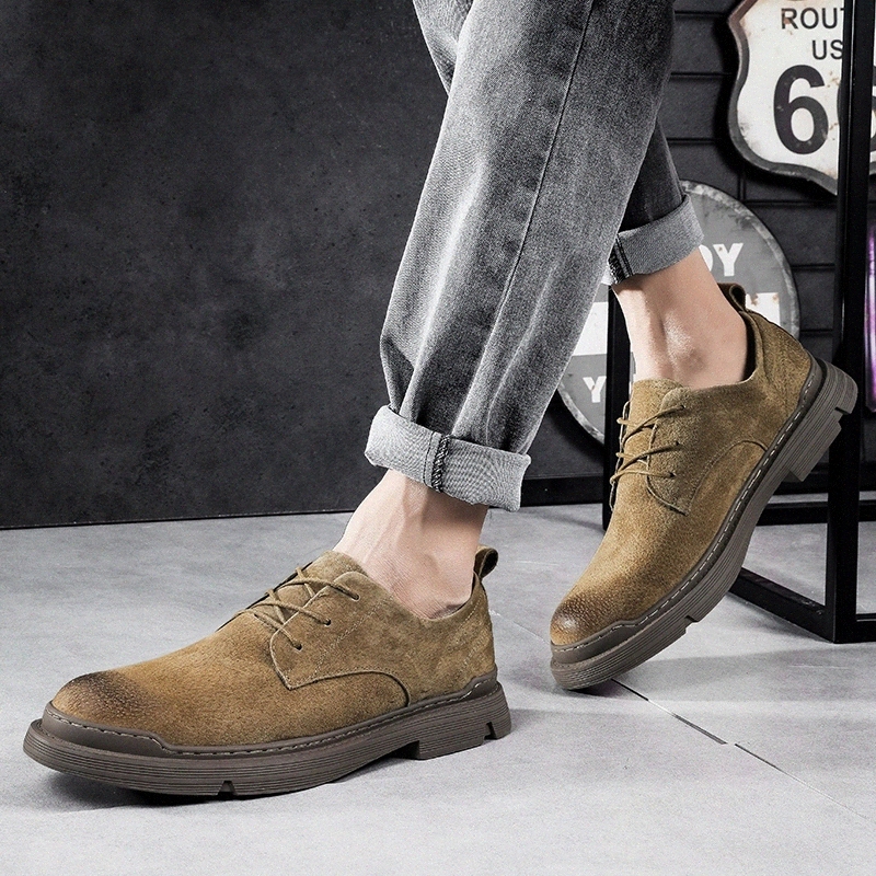 

suede Genuine Leather Casual Shoes Men oxfords Men Shoes lace up Breathable Outdoor Training Shoes Walking Zapatos sneakers men #Lj1S