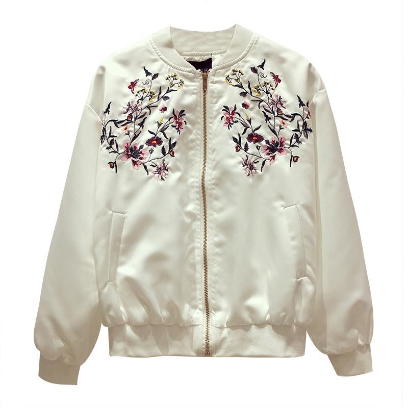 

New Bomber Jacket Embroidery Women Ladies Coats Spring Autumn Women Jacket 8WT077, Black