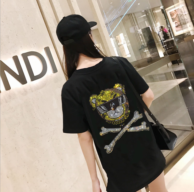 

Diamond Women's T-shirt Young Hot Girls'top Drill Upper T-female X827, The shown