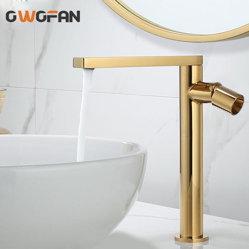 

Bathroom Sink Faucet Brush Gold / Black / White Total Brass Single Lever Sink Faucet Hot And Cold Rotary Mixer S79-3601