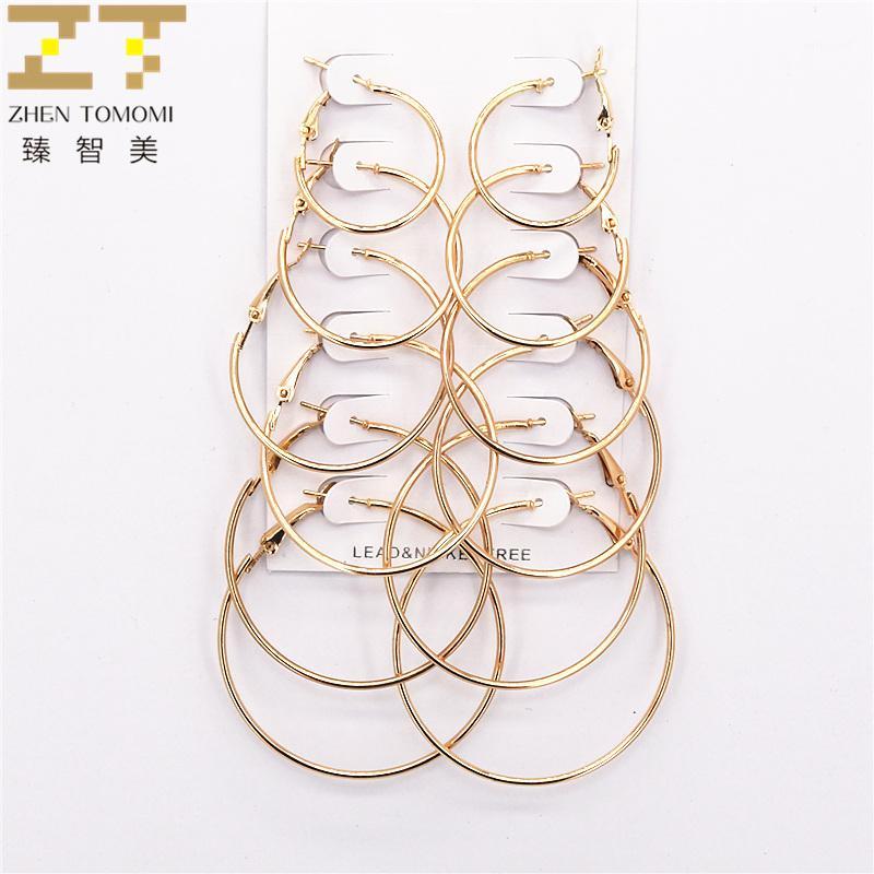 

Hoop & Huggie 2021 Arrivals Fashion 6 Pairs / Bag Earrings Wholesale Brincos Big Small Round Circle For Women Jewelry1
