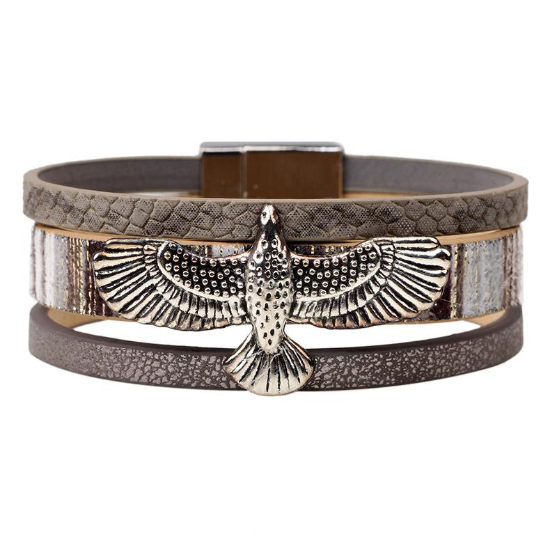

Multilayer New Handmade Pulseras Genuine Leather Eagle Metal Male Bracelets Bangles for Men Friendship Jewelry TJ-25