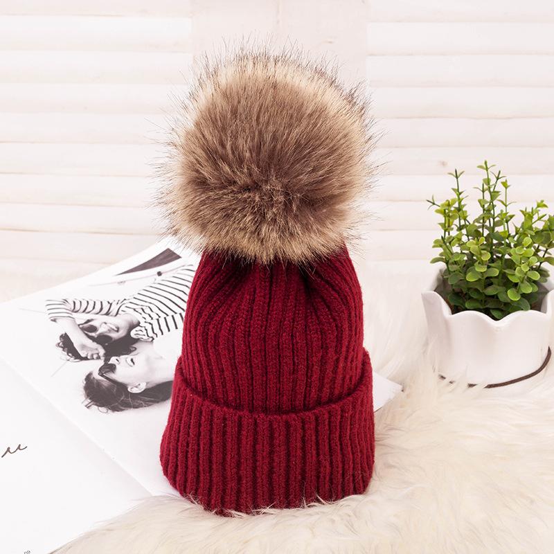

Faux Fur Pom Pom Beanie Hat Knitted Skullies Beanies Caps For Women Winter Pompom Skulllies Beanie Hats women cotton winter hats, Hair ball pink