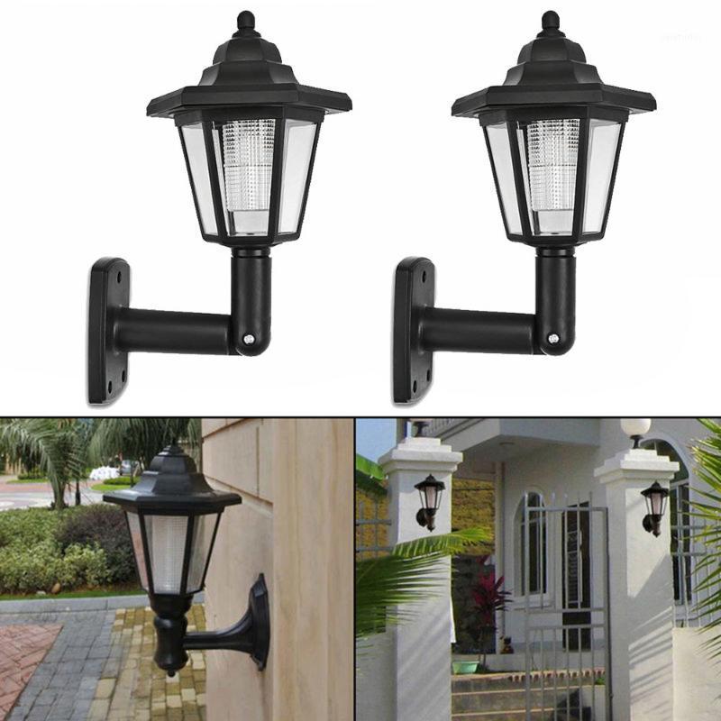 

lampara pared 2x Solar Power LED Light Path Way Wall Landscape Mount Garden Fence Lamp Outdoor applique murale luminaire1