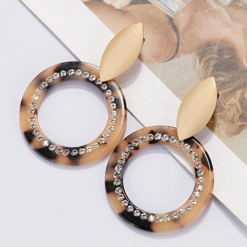 

AENSOA Leopard Round Acrylic Pendant Crystal Earrings For Women Fashion Earrings Resin Leopard Party Jewelry Gift