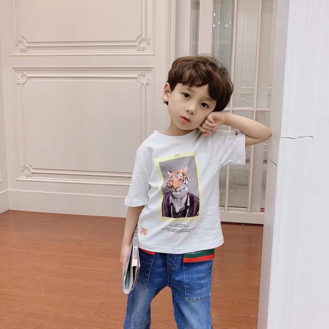 

free shipping Kids Girls Boys Cartoon T Shirt 2021 Summer Print Tees baby Cotton Clothing High Quality, Blue