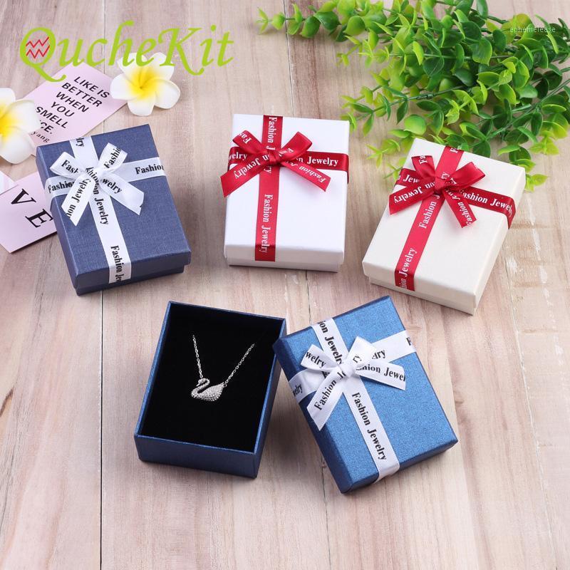 

18PCS 3 Colors Ribbon Bow Jewelry Casket For Necklace Earring Storage Container Cardboard Elegant Luxury Gift Box1