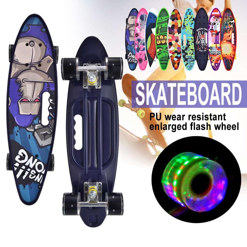 

Fish Board 22in Mini FishBoard Cruiser Rocket Skateboard Banana Skate Board Boy and Girl Outdoor Sport Scooer, Black