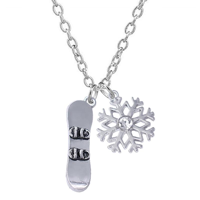 

New fashion metal plated openwork snowboard snowboard pendant necklace for winter skiing amateur jewelry necklace