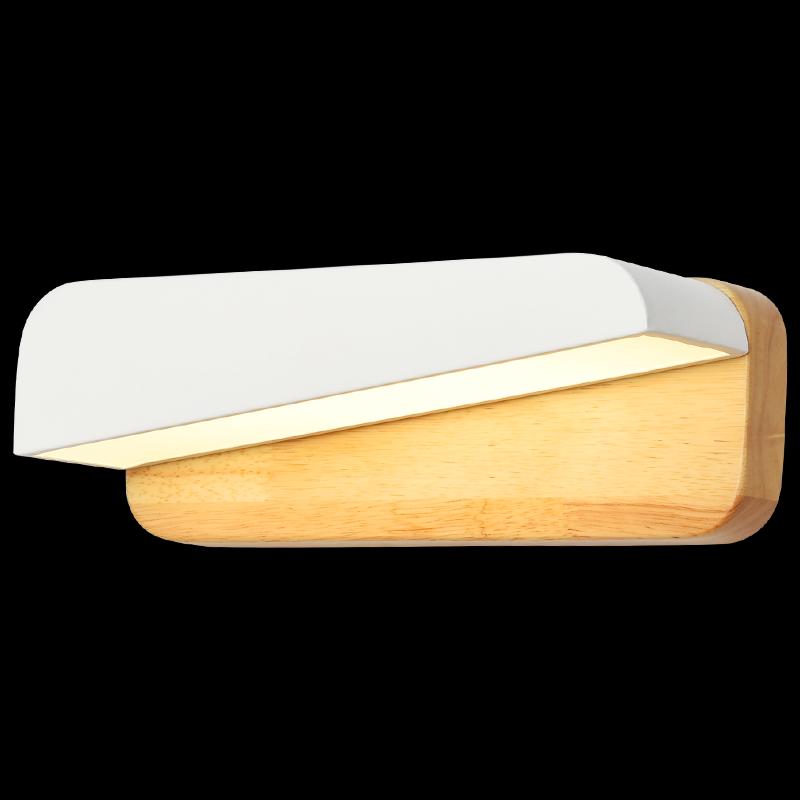 

Nordic wooden bedroom bedside wall lamp modern simple mirror front light living room study decoration lamp mx4291530