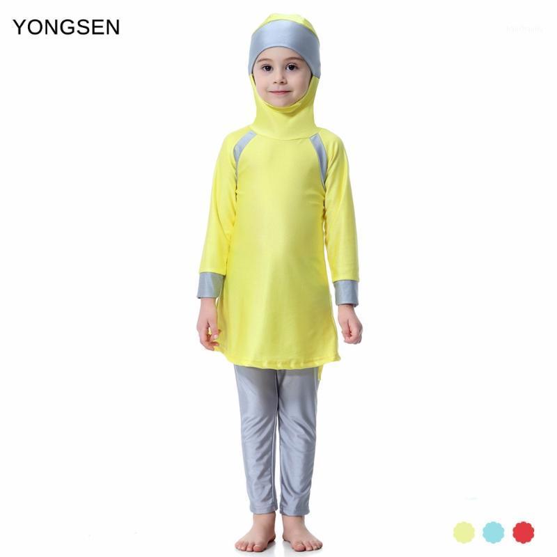 

YONGSEN Muslim Swimsuit for Girl Beachwear Bathing Brand Burkinis Modest swimwear Islamic swim wear Long sleeve hijab1