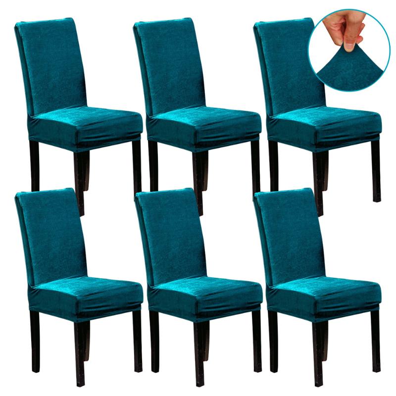 

Washable Kitchen Banquet Party Wedding Dining Room Solid Chair Cover Home Decor Soft Elastic Hotel Removable Slipcover