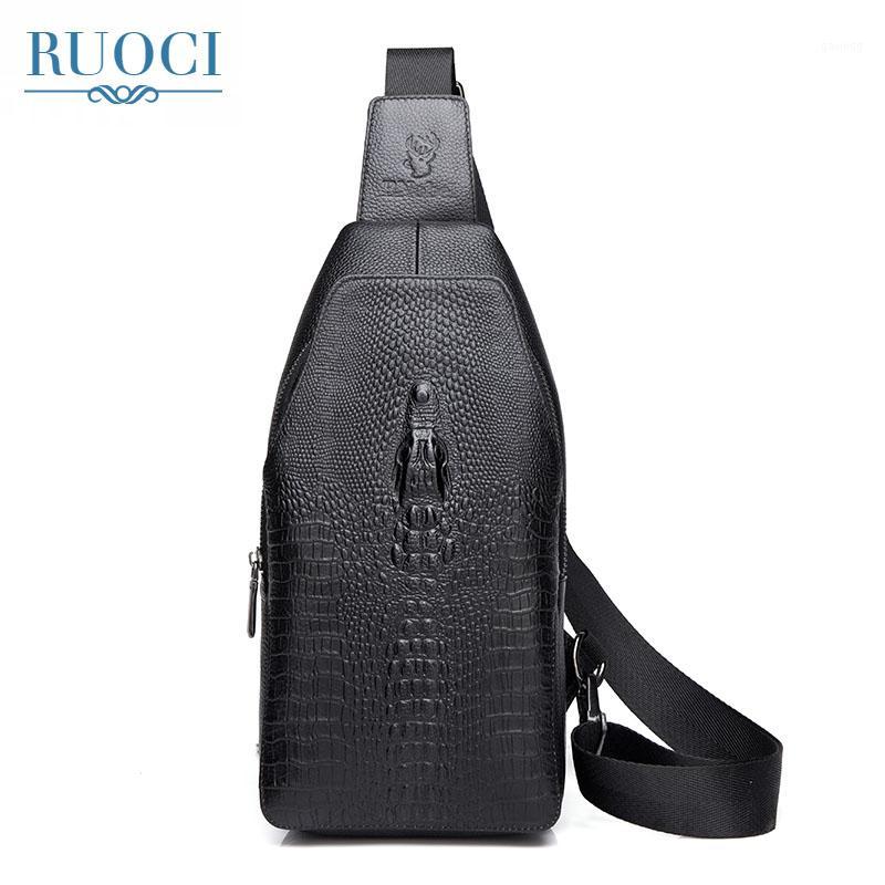

RUOCI New Men PU Leather High Quality Cross Body Messenger Shoulder Travel Bag Fashion Casual Sling Pack Chest Bag Handbag Sac1, Black