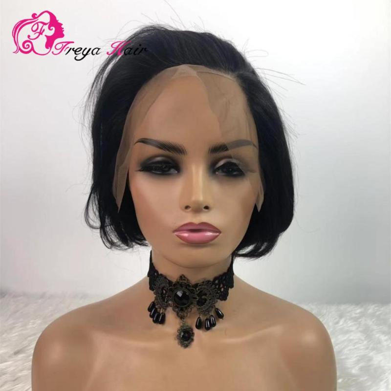 

Short Pixie Cut Lace Closure Human Hair Wigs For Women Pre Plucked Brazilian Remy Glueless Lace Front Wigs Bleached Knots, Natural color